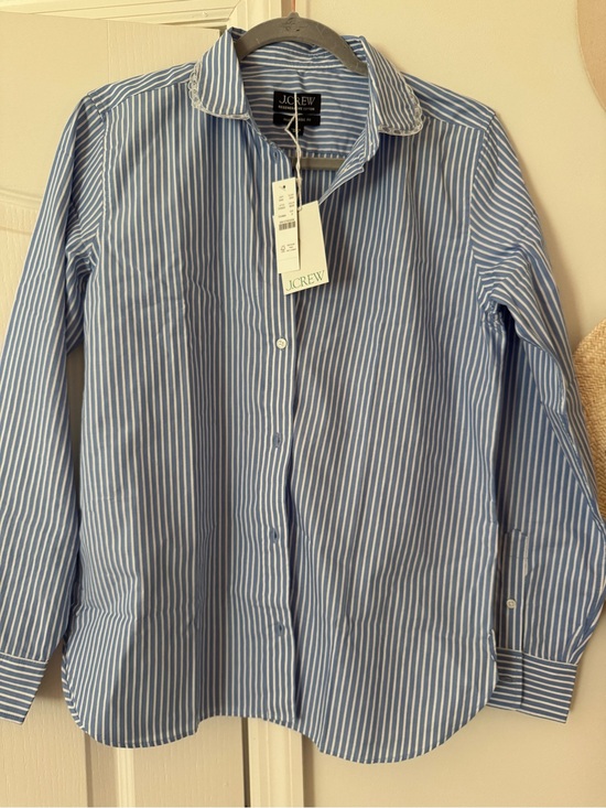 J. Crew Tops - J. Crew Women’s Blue and White Stripe Button-Down Shirt. Lace detail on collar